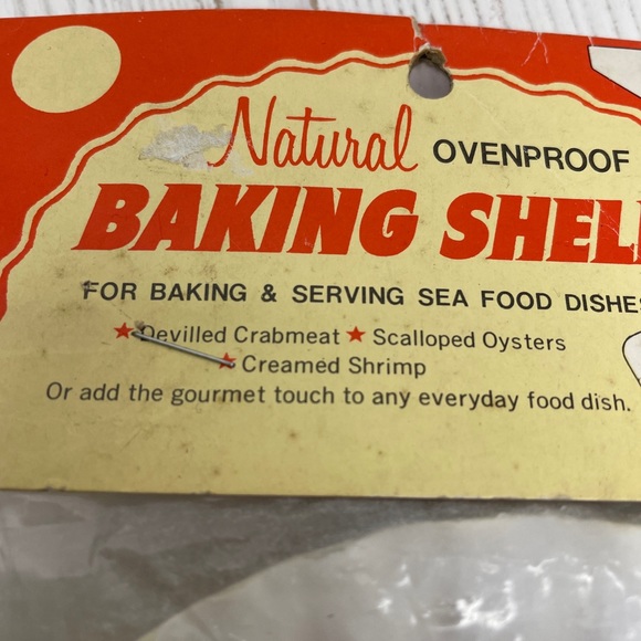 Vintage Natural Shell Serving Dishes Ovenproof & Shell Picks Set of 4 Never Used - Picture 11 of 11